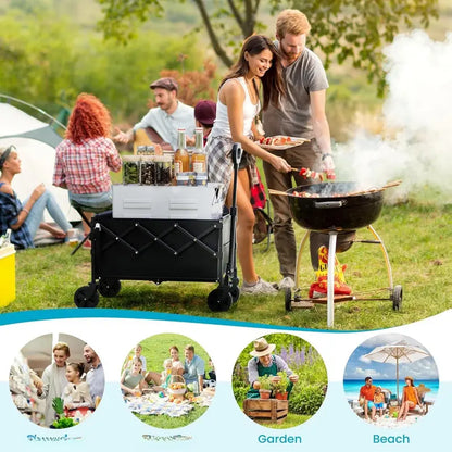 Heavy Duty Collapsible Wagon with Tailgate | 350lbs Capacity Utility Cart